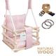 LUMALI Indoor Swing for Children Pink Baby Swing Indoor Baby Swing Outdoor Swing with Cushion Children's Swing for the Garden Baby Swing Door Frame Swing Baby Wooden Swing