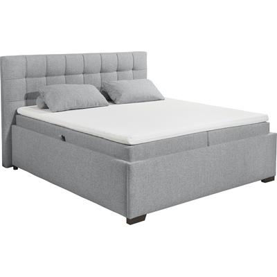 Boxbett ED EXCITING DESIGN "Artos", grau (grau, blau), B:203cm L:213cm, 100% Polyester, Komplettbetten, Boxspringbett, inkl. zwei Bettkästen Image