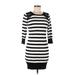 BCX dress Casual Dress - Mini Crew Neck 3/4 sleeves: Black Color Block Dresses - Women's Size Medium