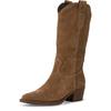 Westernstiefel TAMARIS, Damen, Gr. 38, Normalschaft, braun, Veloursleder, unifarben, modisch, Schuhe, Blockabsatz, Cowboystiefel in spitzer Form