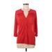 H&M Long Sleeve Henley Shirt: Red Tops - Women's Size Medium