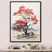 Red Barrel Studio® Minimalism Red Oak Tree Shimmering Autumn - Floral & Botanical Wall Art Living Room Metal in White | 32 H x 16 W x 1 D in | Wayfair