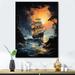 Breakwater Bay Pirate Boat Moonlit Raid - Pirate Wall Art Prints Plastic in Orange | 44 H x 34 W x 1.5 D in | Wayfair