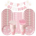 AndrTheme Pink Chicken Fritware Destroy Paper Plate and Napperon Banner for Birthday Baby Show