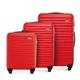 WITTCHEN Reisekoffer 3er Koffer-Set Rollkoffer Trolley Handgepäck Hartschale aus ABS mit 4 Spinner-Rollen Zahlenschloss Teleskopgriff Groove Line Rot