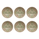 Stoneware Bowl Dinnerware Set with Leaves and Dots Design - 7.5"L x 7.5"W x 3.0"H