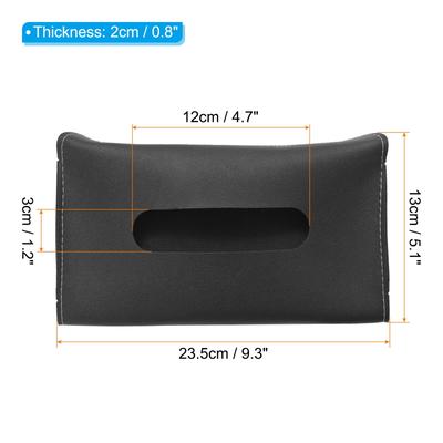 Car Tissue Holder, PU Leather Napkin Dispenser with Elastic Strap - 23.5x13x2cm