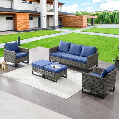 Patio Sofa Chair Set with Propane Fire Pit Table