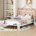 White Nordic Creative Full Size Wood Platform Bed with Wood Slats Support