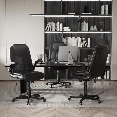 VECELO High Back 360° Swivel Ergonomic Home Office Chair with Flip Up Arms, Computer Desk Rocking Chair