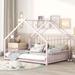 Pink Modern Full Size Metal House Bed, Comfort Leisure Floor Bed