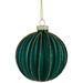 4ct Green and Gold Textured Glass Christmas Ball Ornaments 3" (80mm)
