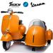 Track 7 12V Licensed Vespa Ride on Motorcycle with Side Car 2-Seater Electric Car for Kids Age 3+ Music Max Speed 4.8mph Orange