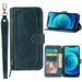 K-Lion for Samsung Galaxy A12 5G Crossbody Case Premium PU Leather Zipper Shockproof Wallet Case Card Slots Full Protection Case Cover with Shoulder & Lanyard Strap for Women Girls Green