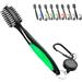 Duslogis Golf Club Brush and Groove Cleaner Brush Brushes in 5 for Golf Shoes/Golf Club/Golf/Golf Groove Attach 2 feet Retractable Zip-line Aluminum Carabiner (8 Colors Green)