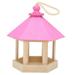 Wooden Bird Feeder Garden Decoration Hanging Hexagon House Shape Pet Bird Feeder DIY Decoration Tape Hanging Home Gardening for Bird House Home Decor