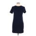 Trafaluc by Zara Casual Dress - Shift High Neck Short sleeves: Blue Print Dresses - Women's Size Large