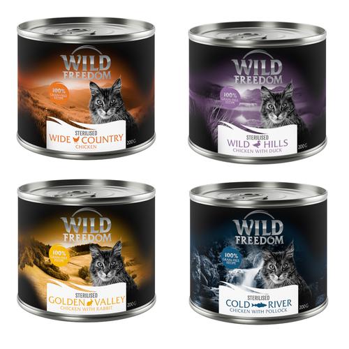 Wild Freedom Adult Sterilised 6 x 200 g - getreidefreie Rezeptur - Mixpaket (2x Huhn pur, 2x Huhn...