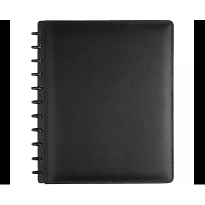 TUL Discbound Notebook, Letter Size, Leather Cover, Narrow Ruled, 60 Sheets, Black