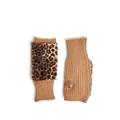 Alpo Gloves Women's Faux Fur and Knitted Fingerless Gloves Beige