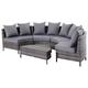 Outsunny Rattan Garden Furniture 4 Seaters Half-round Patio Outdoor Sofa & Table Set Wicker Weave Conservatory Cushioned Seat with Pillow - Grey