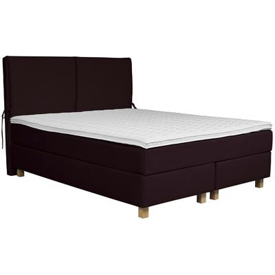 Boxspringbett HOME AFFAIRE "Nele", lila, B:161cm L:210cm, Struktur fein (100% Polyester), Samtvelours (100% Polyester), Komplettbetten, Boxspringbett, inkl. Topper im schlichtem Design Image