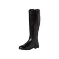 Jana Damen Hohe Stiefel ohne Absatz aus Lederimitat mit Reißverschluss Weite H Mehrweite, Schwarz (Black), 40 EU