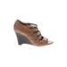 Franco Sarto Heels: Tan Print Shoes - Women's Size 8 1/2 - Open Toe