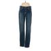 Draper James Jeans - High Rise Straight Leg Boyfriend: Blue Bottoms - Women's Size 27 - Dark Wash