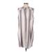 Cloth & Stone Casual Dress - Mini Plunge Sleeveless: Gray Stripes Dresses - Women's Size Medium