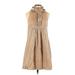 ABS Allen Schwartz Casual Dress - Mini Turtleneck Sleeveless: Tan Solid Dresses - Women's Size 4