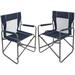 Arlmont & Co. Petringelo Folding Director Chair Metal in Gray/Blue | 35.4 H x 24.62 W x 24.61 D in | Wayfair BEA1028FCF5846D580C45093437E7CF3