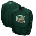 Men's Franchise Club Green Ohio Bobcats Windshell Big Logo V-Neck Pullover Jacket