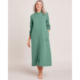 Blair Women's Better-Than-Basic Fleece Snap Front Robe - Green - PL - Petite
