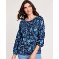 Blair Women's Crochet Trim Floral Top - Blue - S - Misses