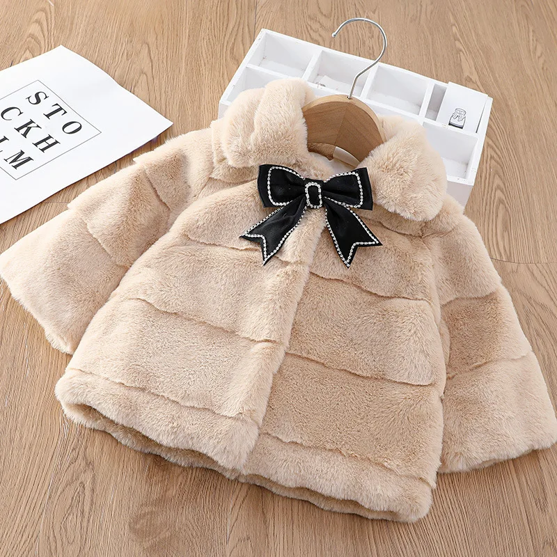 Manteau chaud en fausse fourrure pour filles, veste de neige pour bébé, vêtements d