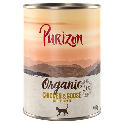 Lot Purizon Organic bio 12 x 400 g pour chat - sans céréales - poulet, oie, potiron