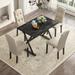 Faux Marble Tabletop Modern 5-Piece Dining Table Set, with 4 Queen Anne Chairs