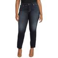 Silver Jean Women's Suki Straight Jean (Size 30-31) Dark Wash Denim, Poly + Cotton,Viscose,Elastine