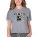 Women's Concepts Sport Heather Gray Los Angeles Kings Tri-Blend Mainstream Terry Short Sleeve Sweatshirt Top