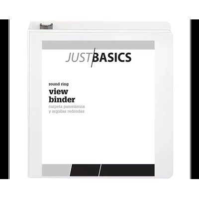 Just Basics Basic View 3-Ring Binder, 2in Round Ri...