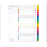 Office Depot Brand Table Of Contents Customizable Index With Preprinted Tabs, Multicolor, Numbered 1-31