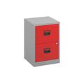 Bisley A4 Home Office Filing Cabinet, 2 Filing Drawers, Grey/Red