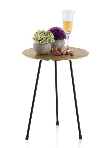 Amagohome Beistelltisch Metall Dekotisch Hilton ø 35 x H 45 cm rund Aluminium mit Struktur : gold Image