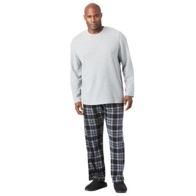 Men's Big & Tall Hanes® X-Temp® Pajama Set by Hanes in Grey Black Plaid (Size 4XL)