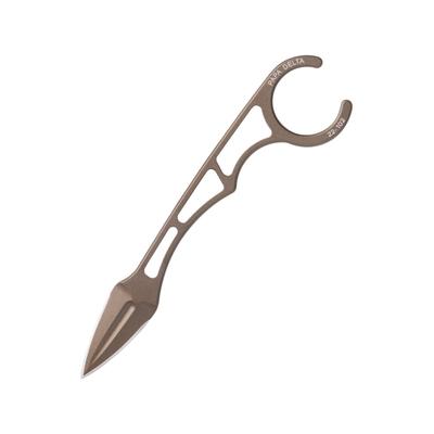 TOPS Knives Papa Delta Fixed Blade Knife by Leo Espinoza 5.88in Overall 1.63in Double Edge 1095HC Steel Midnight Bronze Blade Skeletonized Handle