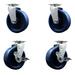 Service Caster 4 Piece Solid Polyurethane Swivel Caster Set w/ Roller Bearing & Brake | 7.5 H x 12 W x 12 D in | Wayfair SCC-20S620-SPUR-2-TLB-2
