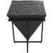 Latitude Run® Cole & Grey Teak Wood Handmade Inverted Pyramid Geometric Accent Table w/ Black Metal Base & Mosaic Pattern Wood | Wayfair