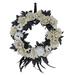 The Holiday Aisle® 15-In. Halloween Black & Silver Floral Wreath w/ Glitter Pumpkins & Skulls | 15 H x 15 W x 4 D in | Wayfair