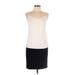 Beach Time Casual Dress - Mini Scoop Neck Sleeveless: White Color Block Dresses - Women's Size 12